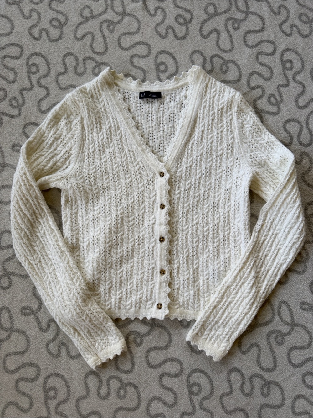 Gap CashSoft Pointelle Cardigan in Ivory Coast